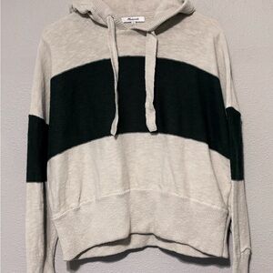Madewell Women's Color Block Cream and Green Striped Sweater/Hoodie